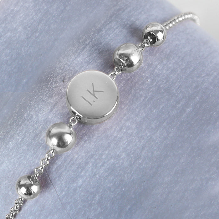 Personalised Silver Plated Initials Disc Bracelet