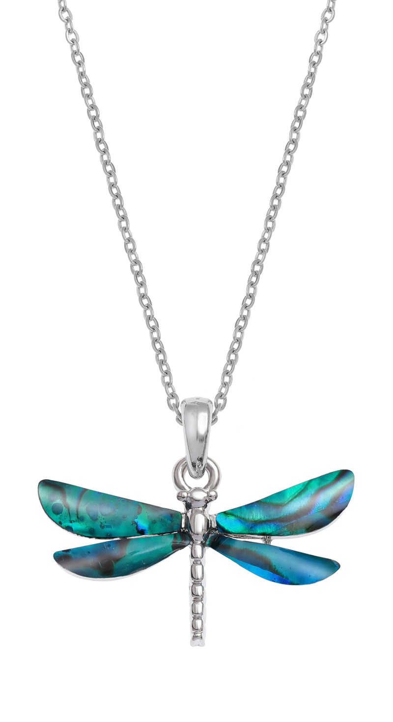 Paua Shell Blue Dragonfly Necklace