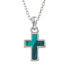 Paua Shell Small Blue Cross Necklace