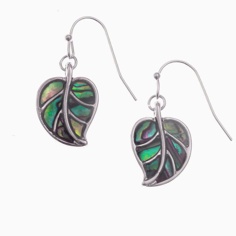 Paua Shell Leaf Drop Paua Earrings