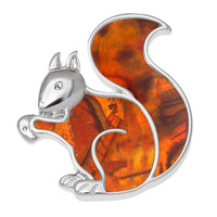 Paua Shell Red Squirrel Pin Badge