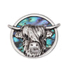 Paua Shell Highland Cow Pin Badge