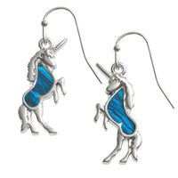 Paua Shell Blue Unicorn Earrings