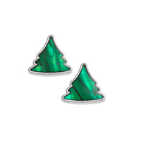 Paua Shell Green Christmas Tree Earrings